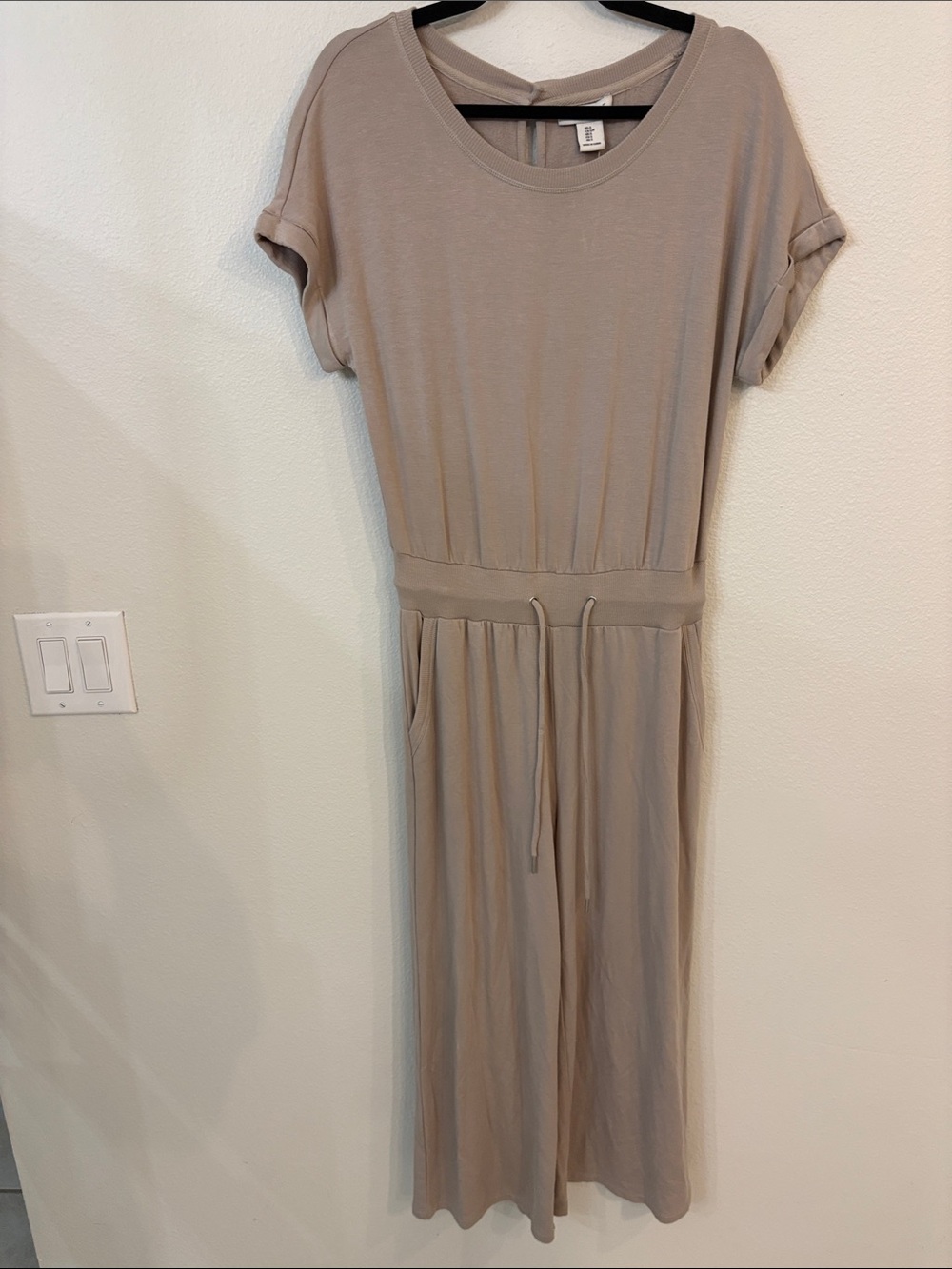 Rachel Zoe Neutral Taupe Drawstring-Waist Jumpsuit Size Small